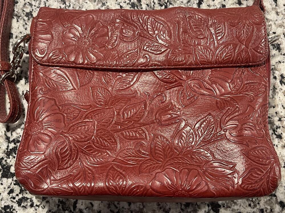 Gun Tote’n Mamas Tooled Leather Concealed Carry CCW Purse Handbag – Cherry